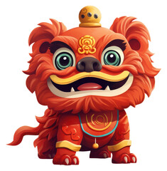 Fototapeta premium PNG Lion dance cartoon toy chinese new year.