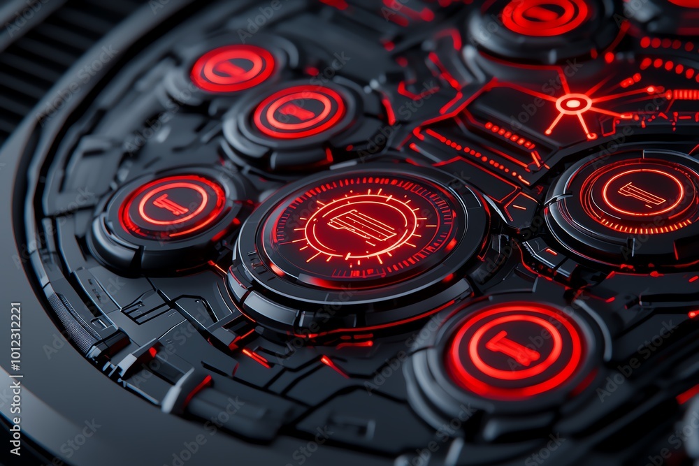 Poster A hyper-realistic close-up of a laptop screen with red alert symbols, showing a data breach in progress with every pixel and warning light vividly detailed