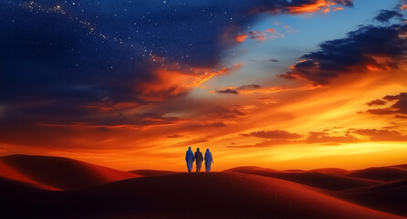 Fototapeta premium sunset over the desert