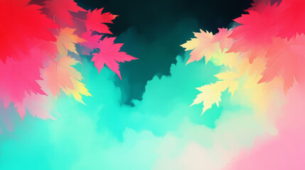 Obraz premium Colorful fall leaves against a vibrant sky.