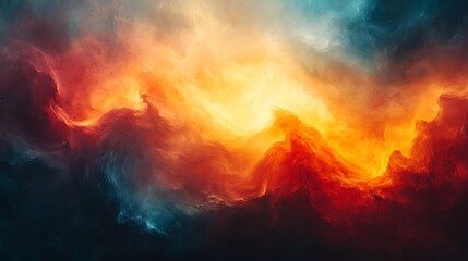 Abstract colorful background with swirling clouds of red, orange, yellow, and blue.