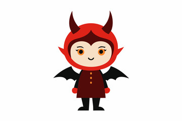 Bad devil girl in halloween costume isolated on white background.