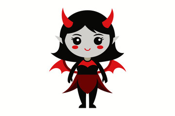 Bad devil girl in halloween costume isolated on white background.