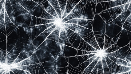 Spooky White Webs Against Dark Background for Horror Themes