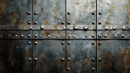 Fototapeta premium Rustic Metal Texture with Rivets and Patina Finish