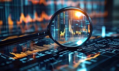 Business audit stock financial finance management on analysis data strategy with graph accounting marketing or report chart economy investment research profit concept.