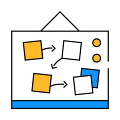 desk with planning and tasks line icon vector. desk with planning and tasks sign. isolated symbol illustration