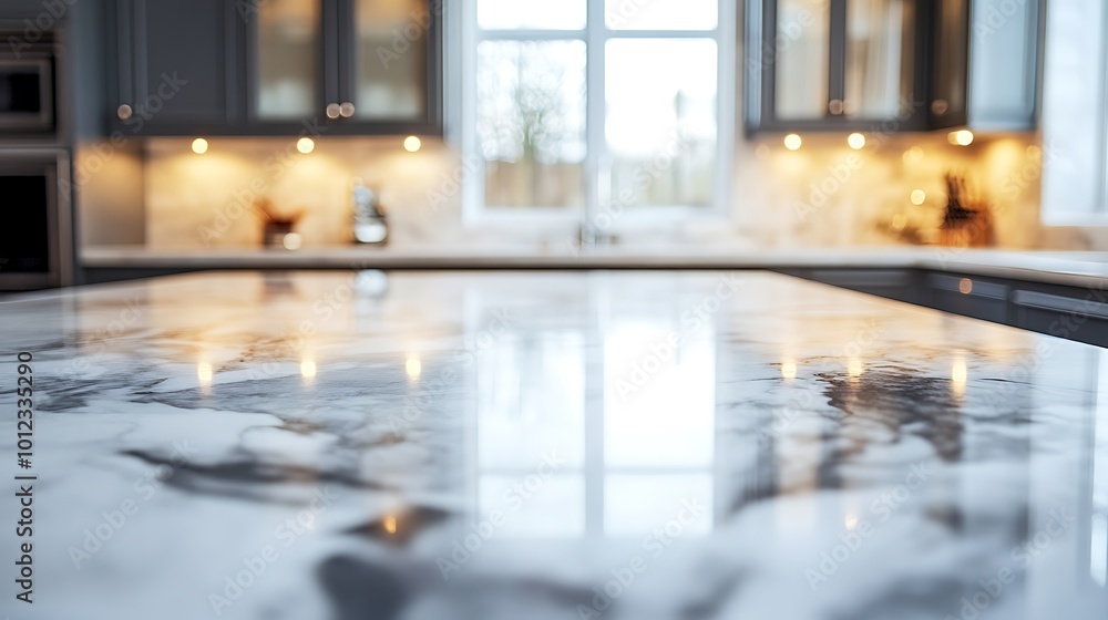 Poster a smooth, polished marble countertop with a subtle texture and a large space for text
