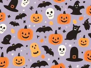 Naklejka premium Cute Halloween Pattern