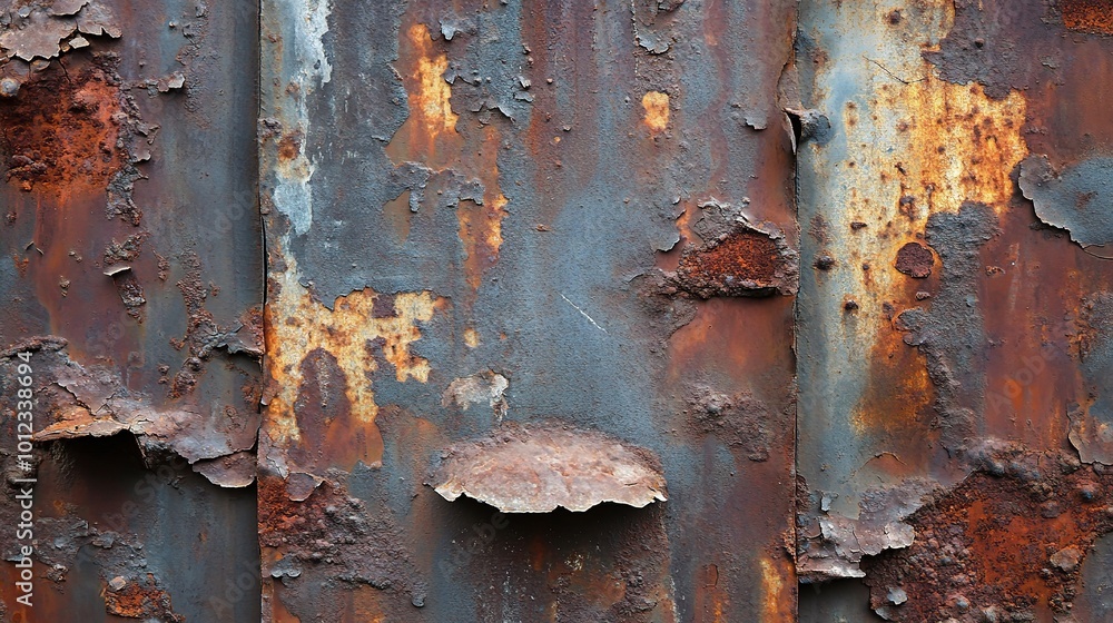 Poster Rusty Metal Surface with Texture and Color Variation