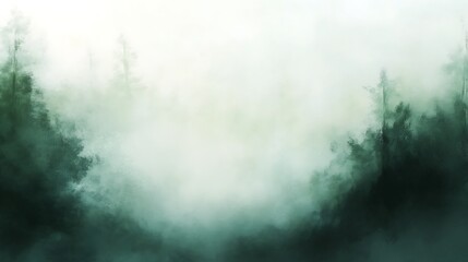 Naklejka premium A soft, blurred misty morning in a forest with a clear, open space for text