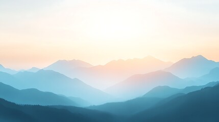 Obraz premium A soft, blurred sunrise in the mountains with a clear sky for text