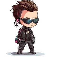 Fototapeta premium Chibi Cyberpunk Character Illustration