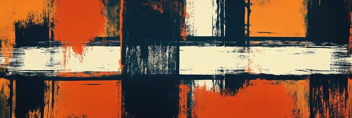 Abstract brush marks forming a geometric grid pattern with bold, straight lines