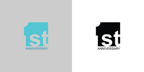 Obraz premium Anniversary logo design , 1st logo premium vector