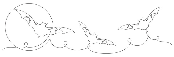 bat line art style for Halloween day background 
