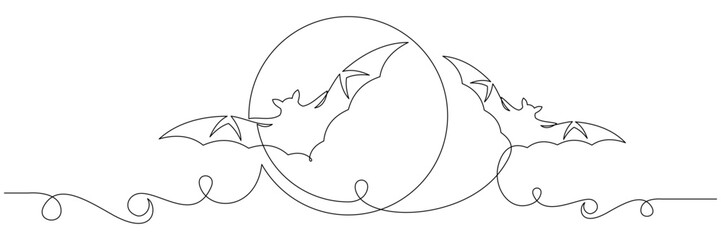 bat line art style for Halloween day background 