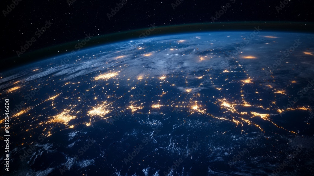 Canvas Prints planet earth at night with visible light connections generative ai