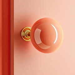 A simple round door knob in a vibrant color is displayed against a plain background, creating a playful and eye-catching image. This bold design element adds a fun touch to any door, making it a perfe