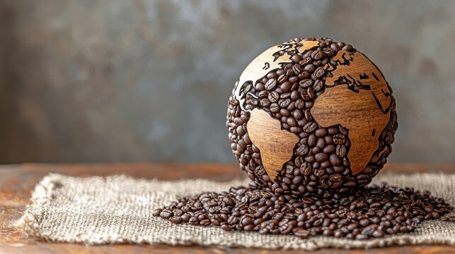 Globe Made of Coffee Beans Symbolizing Global Trade and Commerce