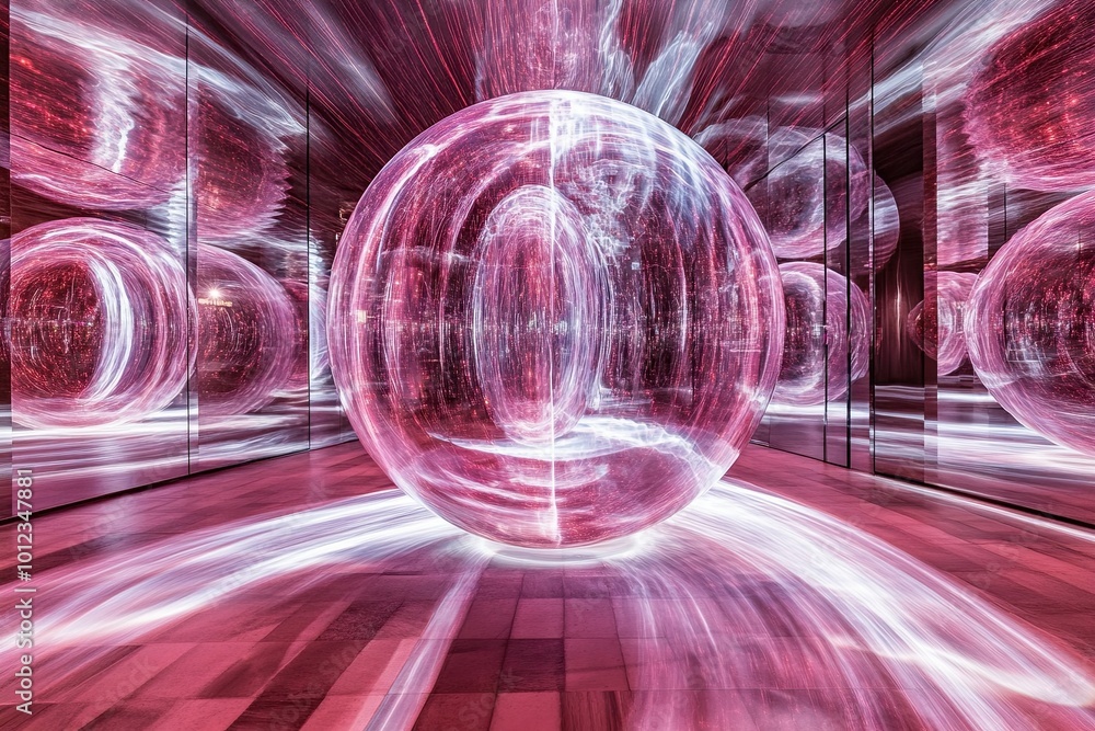 Poster vibrant world of sound visualized as interactive plasma in a surreal environment