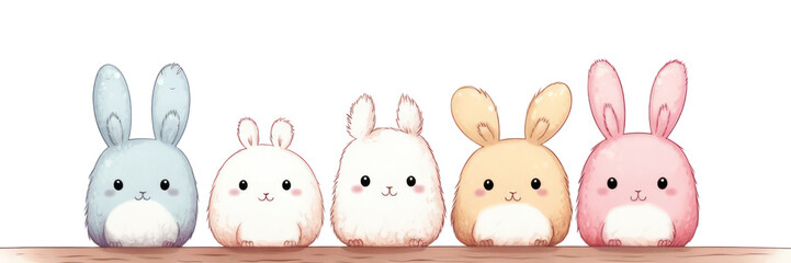 PNG Rabbit in a row animal mammal cute.