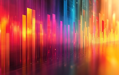 Brightly colored bar charts with dynamic movements, perfect for illustrating stock market trends or colorful banking information
