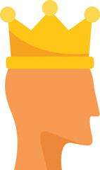 Human head wearing a golden crown, symbolizing leadership, power, and success