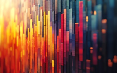 Obraz premium Colorful bar charts with fluctuating trends, suitable for stock market investment or visually engaging banking charts