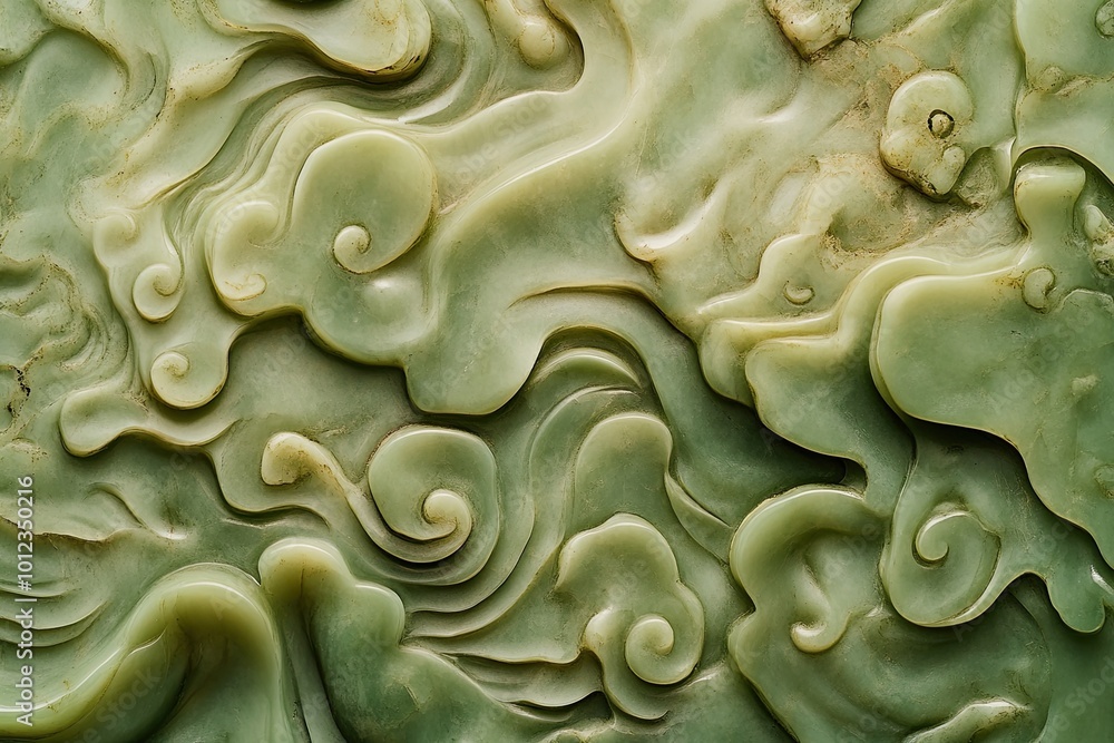 Aufkleber luxurious jade texture with intricate swirling patterns highlighted in professional lighting