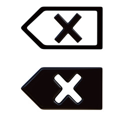 Delete icon keyboard 3d on png transparent background.