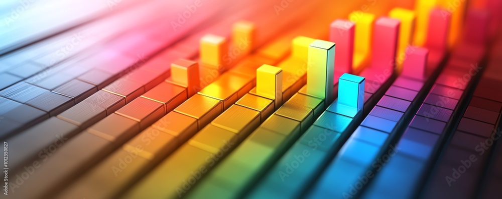 Poster Engaging bar charts with multiple colors showing stock market fluctuations or colorful financial data for investment analysis