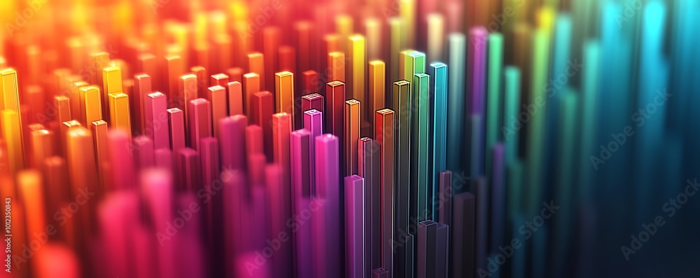 Poster Engaging bar charts with multiple colors showing stock market fluctuations or colorful financial data for investment analysis
