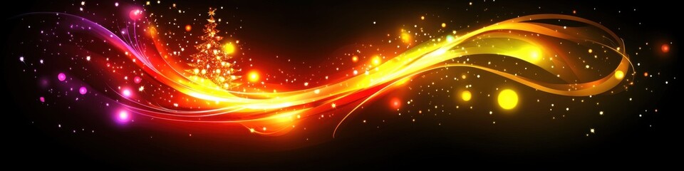 Vibrant Abstract Light Wave with Colorful Energy Sparkles, Perfect for Modern Digital Art and Backgrounds in Creative Projects