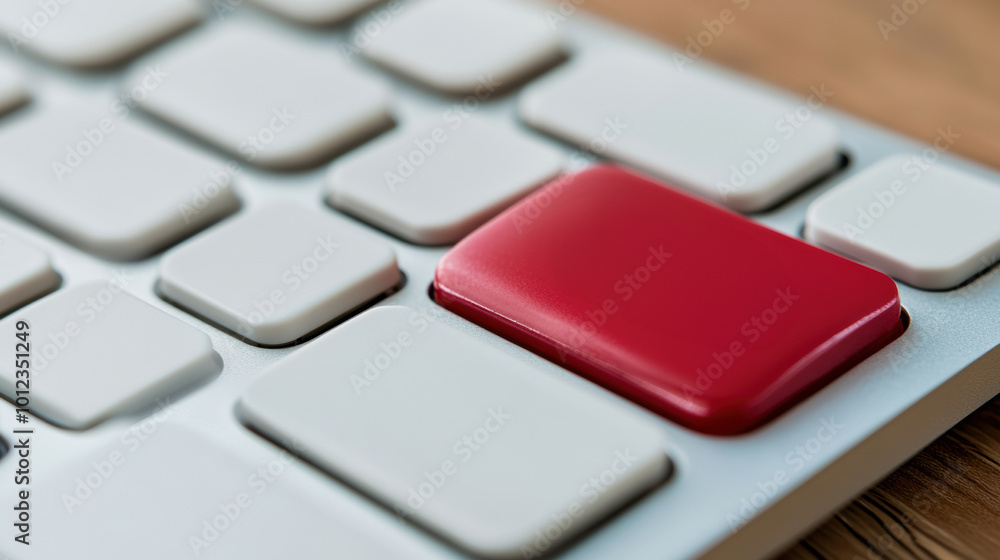 Poster a close up of a red button on the keyboard, ai