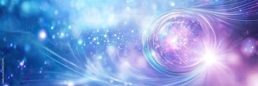 Poster modern representation of the quantum world with vibrant colors and swirling energy patterns