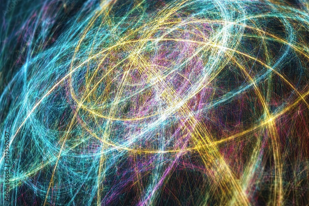 Aufkleber Quantum Representation of Global Connections Through Vibrant Light Patterns in Motion