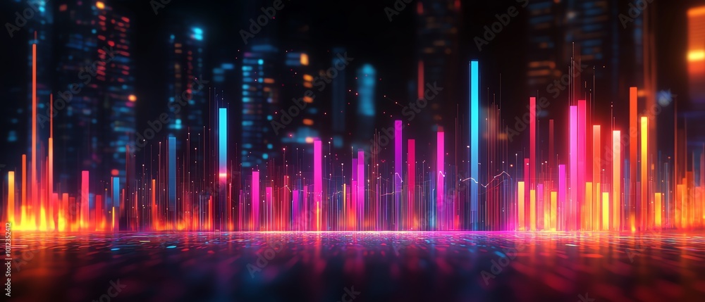 Aufkleber bright and colorful bar charts with fluctuating values for stock market investment analysis or vibra