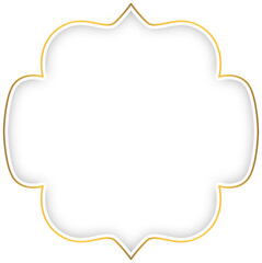 White and gold luxury islamic border frame with shadow
