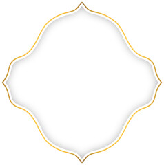 White and gold luxury islamic border frame with shadow