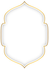 White and gold luxury islamic border frame with shadow