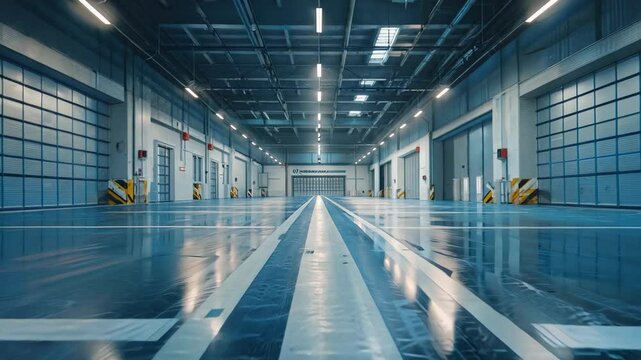 Modern interior empty warehouse industrial building