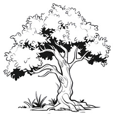 PNG Paperbark Tree illustrated drawing sketch.