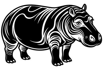 Obraz premium Animal Hippo Sublimation Designs: Vector Illustrations, Cartoons, Clipart, Line Art, Hippo sublimation designs: vector, clipart, cartoons, and line art for digital products and prints.