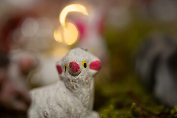 figura de oveja de nacimiento con bokeh vintage