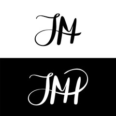 initial letter jm and jmh script unique logo black
