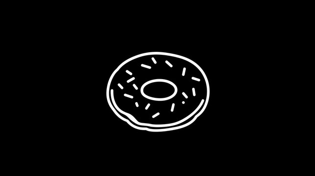 recommend clip art: A single donut with a minimalist outline and a few sprinkles. Logo, vector and minimalistic drawing