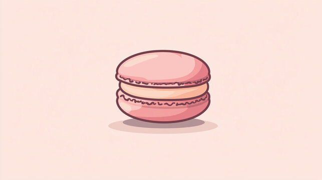 A macaron with a smooth top and simple filling layer. Logo, vector and minimalistic drawing