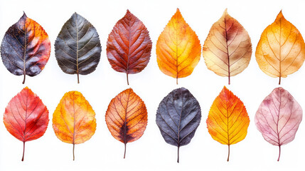 Obraz premium Colorful autumn leaves arranged in a pattern.