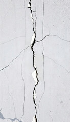 Obraz premium A cracked and weathered concrete wall with visible imperfections, showcasing a rugged texture and a sense of history in an urban setting.